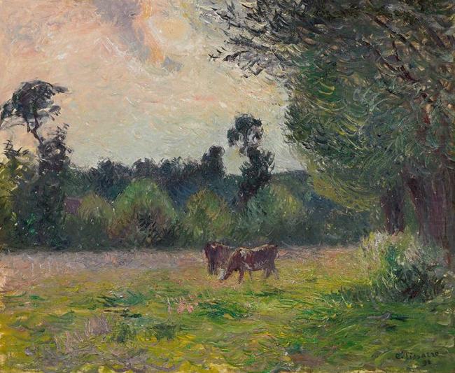 Camille Pissarro Vaches dans un pre, soleil couchant